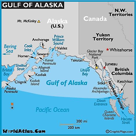 Map of Gulf of Alaska, Gulf of Alaska Location Facts, Bodies of Water ...