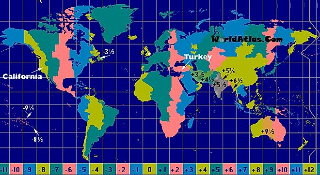 GMT 8 Time Zone Map