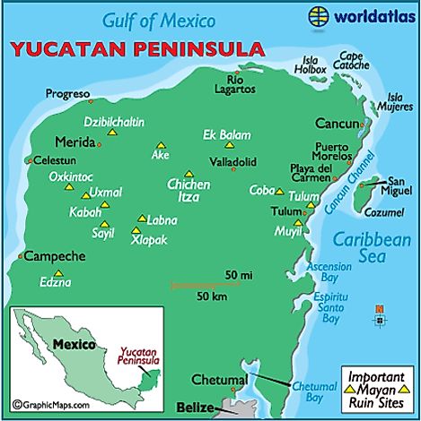 Map Of Yucatan Mexico Maps Yucatan Peninsula Facts Landforms World Atlas