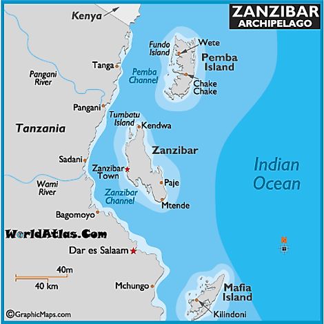 Zanzibar Map and Map of the Zanzibar Archipelago Information Page