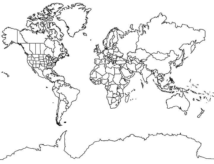 World Map Mercator Projection with Antarctica