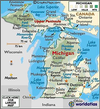 Michigan Map / Geography of Michigan/ Map of Michigan - Worldatlas.com