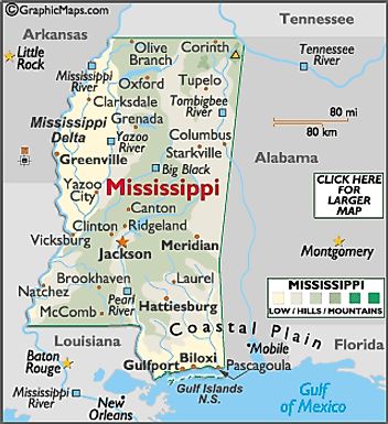 Mississippi Map / Geography of Mississippi/ Map of Mississippi ...