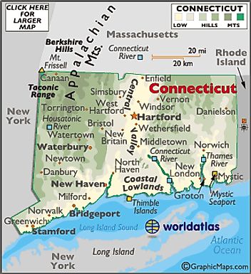 Connecticut Map / Geography of Connecticut/ Map of Connecticut ...