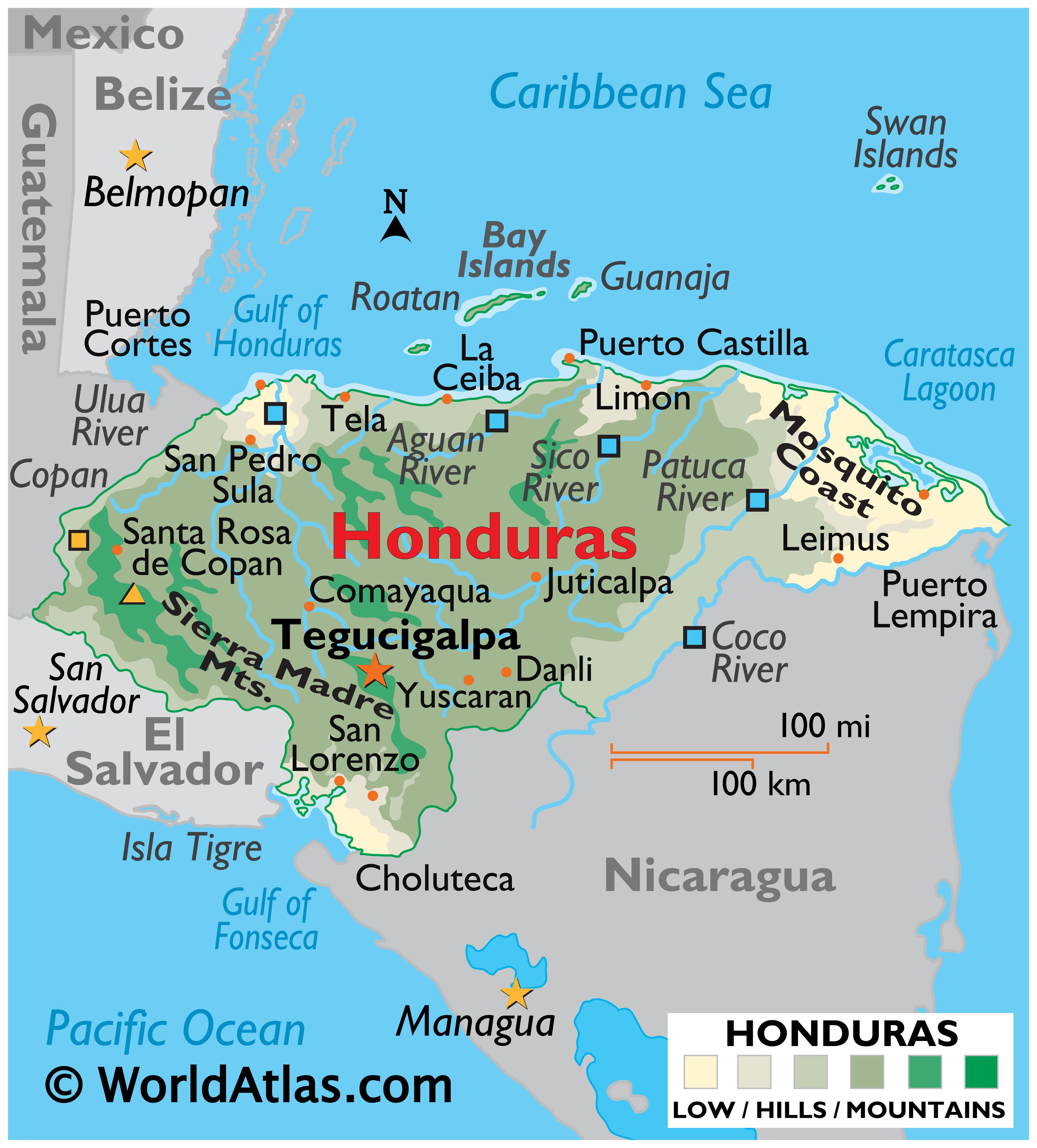 Honduras Map Geography Of Honduras Map Of Honduras Worldatlas Com   751c9b447a3e32f8bf06ce6fdbdca53f 