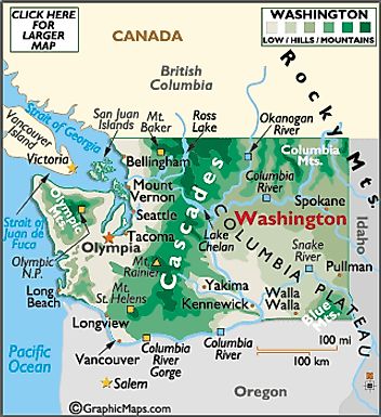 Washington Map / Geography of Washington/ Map of Washington ...