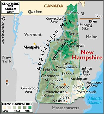 New Hampshire Map / Geography of New Hampshire/ Map of New Hampshire ...