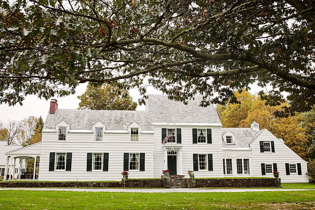 Exterior of the Dorset Colony House in Dorset, Vermont. Editorial credit: jenlo8 / Shutterstock.com