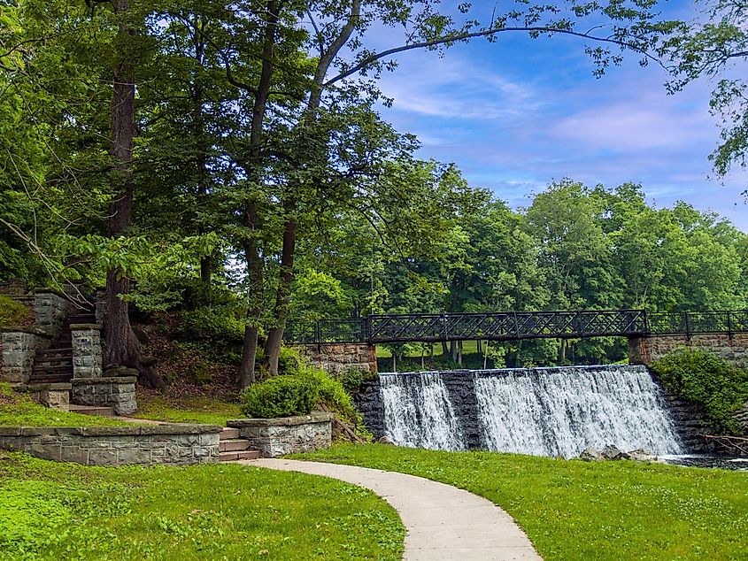 A waterfall in Footbridge Park in Blairstown, New Jersey.