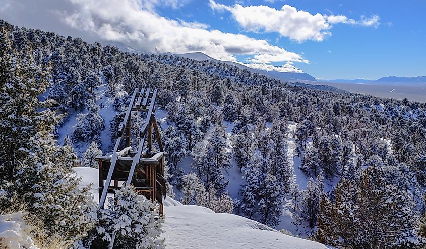 Old mine in Austin, Nevada in winter