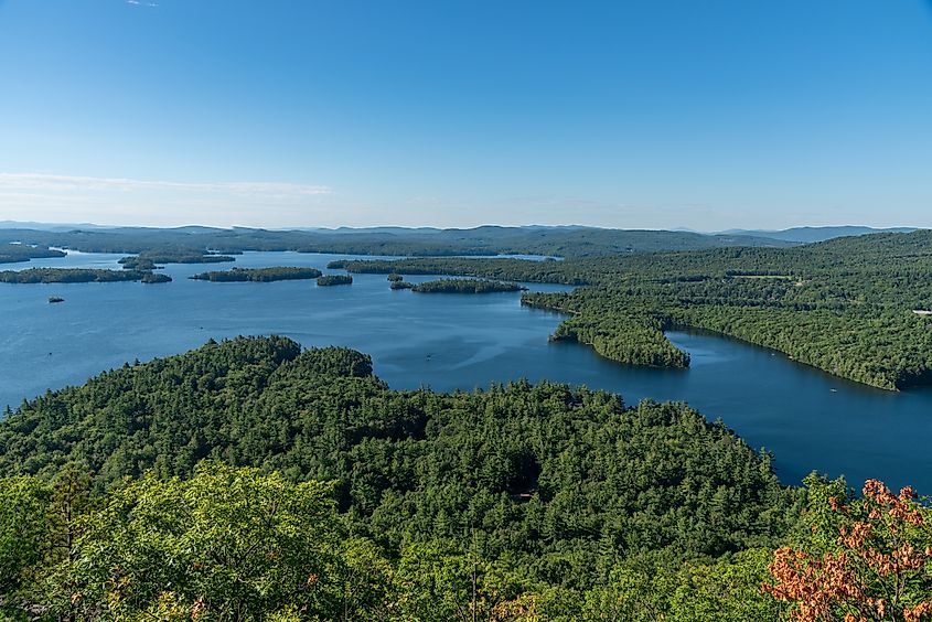 Beautiful view of Squam lake from Rattlesnake mountain New Hampshire