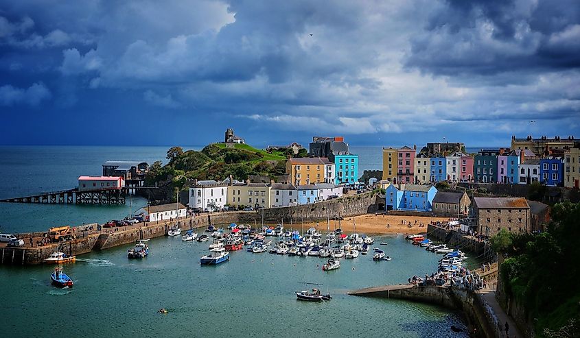 Tenby Harbour and colorful houses