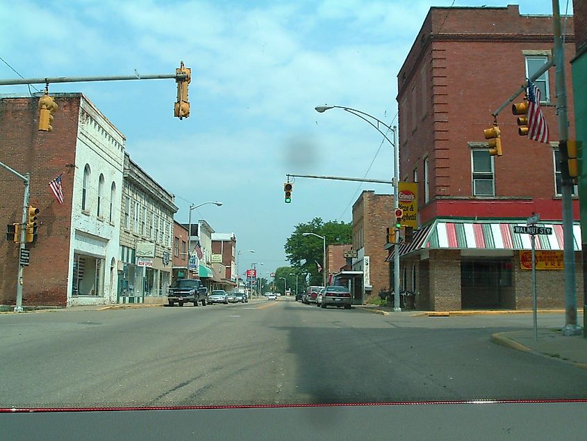 Intersection of Washington and Walnut Streets in Ravenswood, West Virginia.