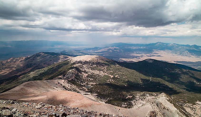 Rain clouds over Great Basin National Park as seen on a summer day. Near Baker. 