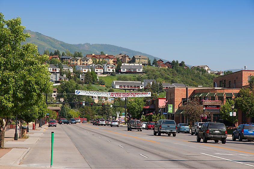 Main Street in Steamboat Springs, Colorado.