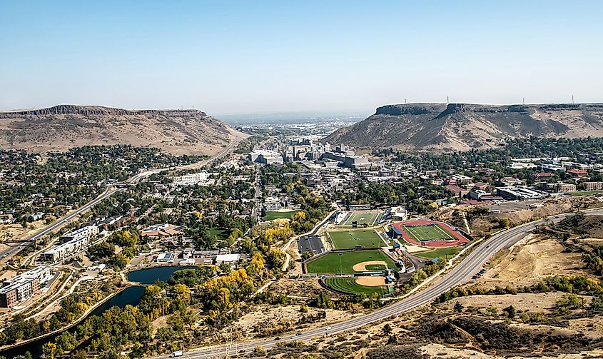 City of Golden, Colorado, as seen from Lookout Mountain Road, also known as the Lariat Loop Scenic Byway.