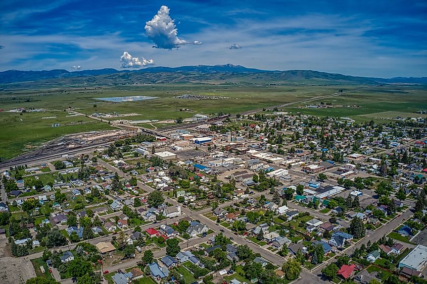 Aerial view of Montpelier, Idaho.