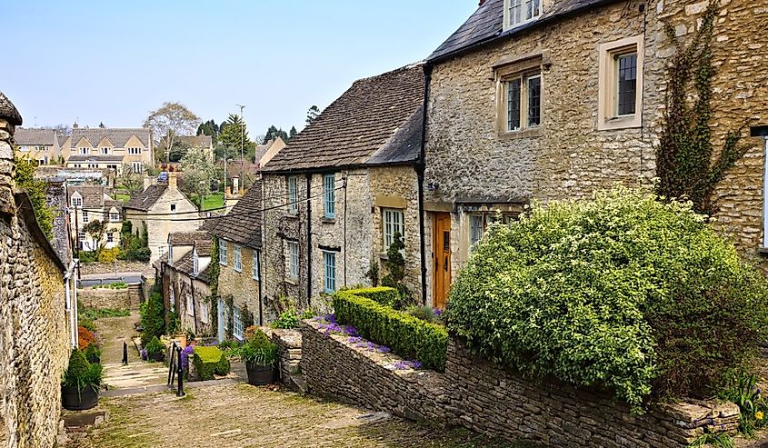 Picturesque Chipping Steps of the Cotswolds village of Tetbury, England