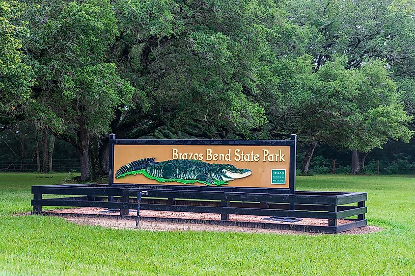 Sign for the Brazos Bend State Park, Texas.