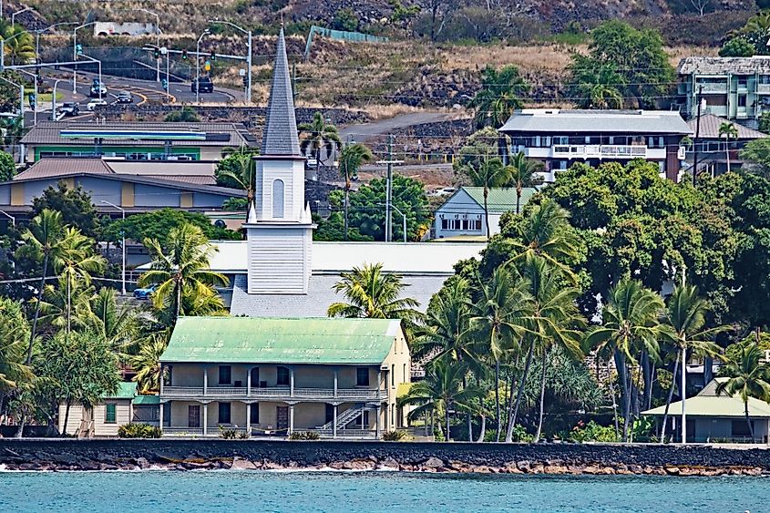 Hulihee Palace and the Mokuaikaua Church, Kailua-Kona, Hawaii