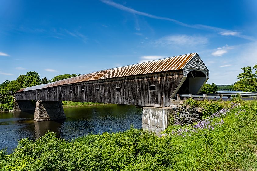 Historic covered bridge in Cornish, New Hampshire.