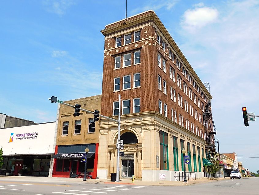 The First National Bank Building in Morrilton, Arkansas.