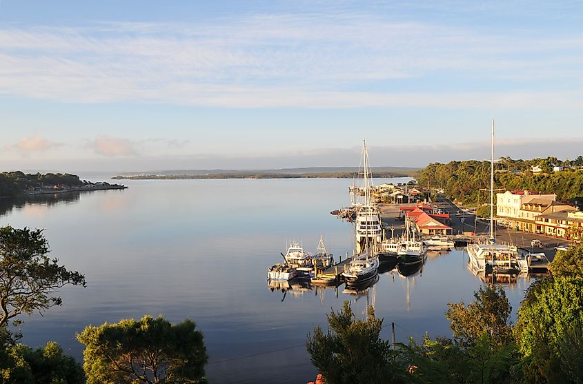 Aerial view of Strahan, Tasmania.