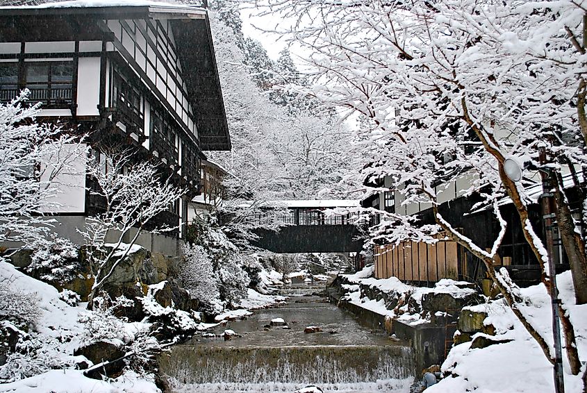 Hoshi Onsen Chojukan hot spring in Gunma, Japan. Image Credit Eleonora Tuveri via Shutterstock.