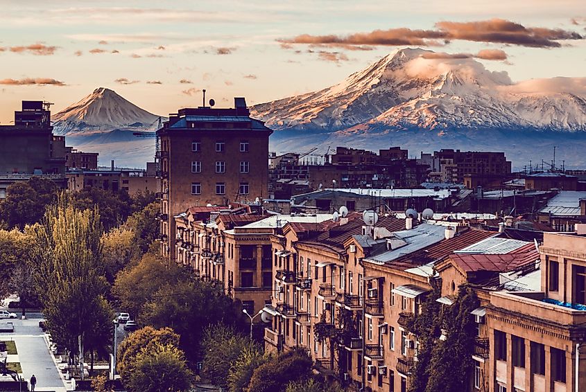 Yerevan City view with majestic Ararat mountain in the background. Image used under license from Shutterstock.com.