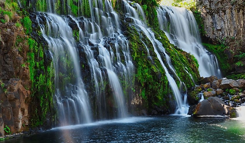 A close up shot of the McCloud Falls in California