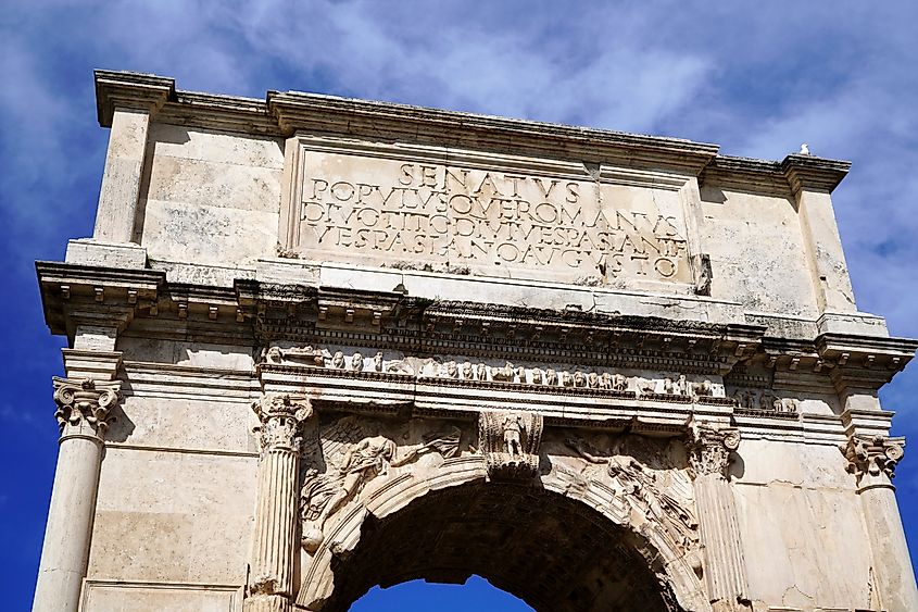 Arch of Titus in the Via Sacra near the Roman Forum in Rome