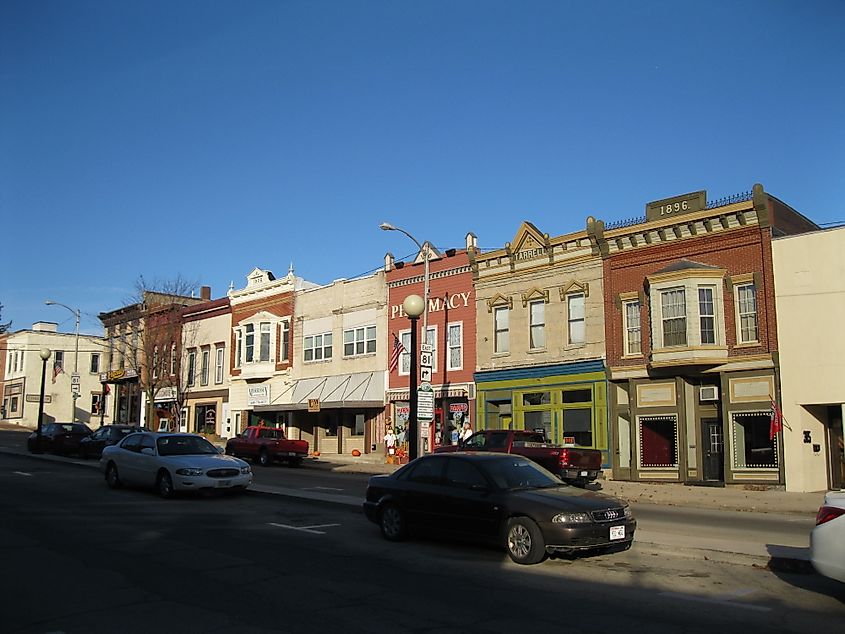 The Main Street Historic District in Darlington, Wisconsin.