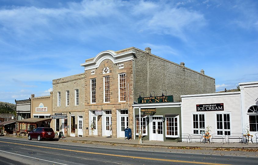 Virginia City, Montana, one of the most popular ghost towns in the state, where no one lives, but the historic houses and buildings are maintained for tourists.