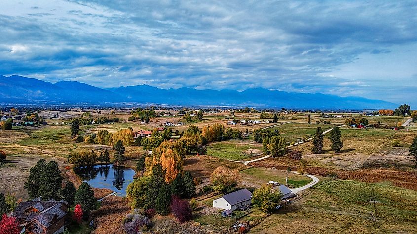 Fall color change in Bitterroot Valley, Montana.