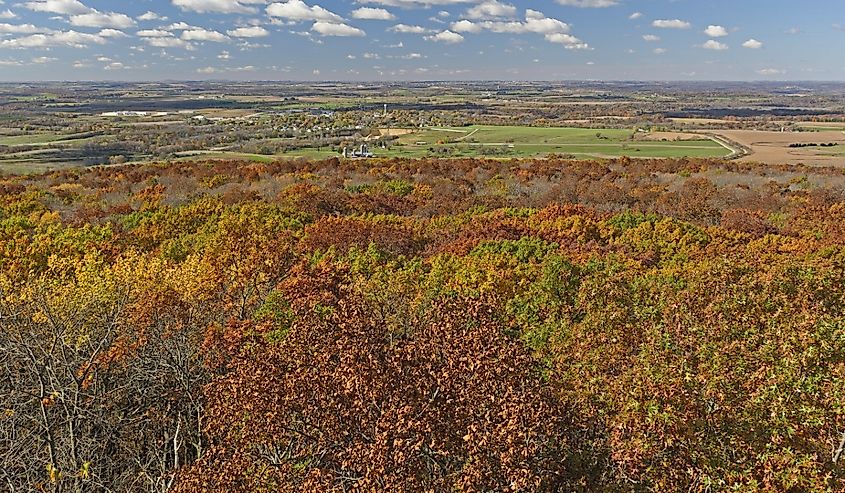 Fall across the Farmland of Wisconsin near Blue Mound State Park