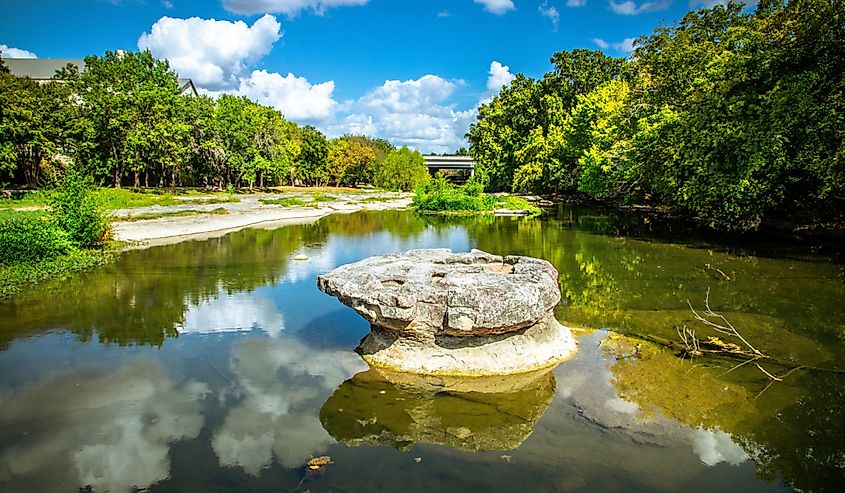 Historic Round Rock at Bushy Creek, namesake of the City of Round Round, Texas, USA