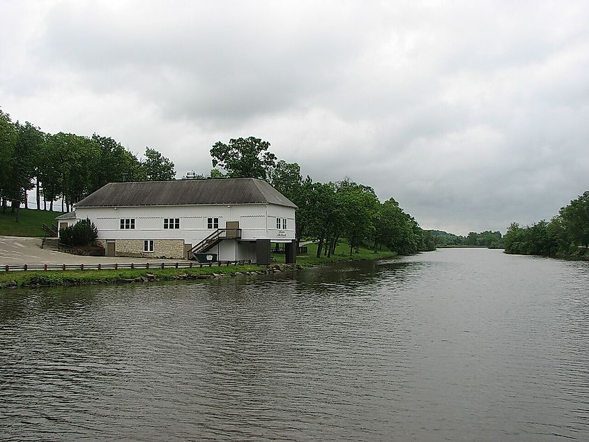  Park Pavilion building along the Rock River in Mayville, Wisconsin.