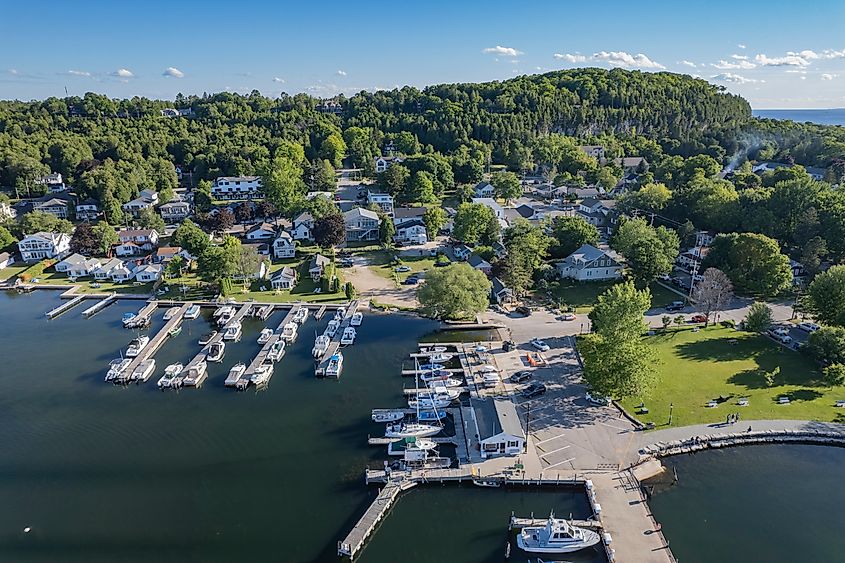 Aerial view of Fish Creek, Wisconsin.