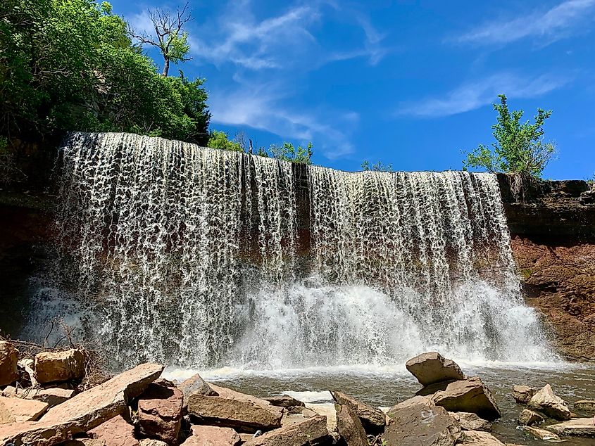 A beautiful waterfall at Dexter, Kansas.