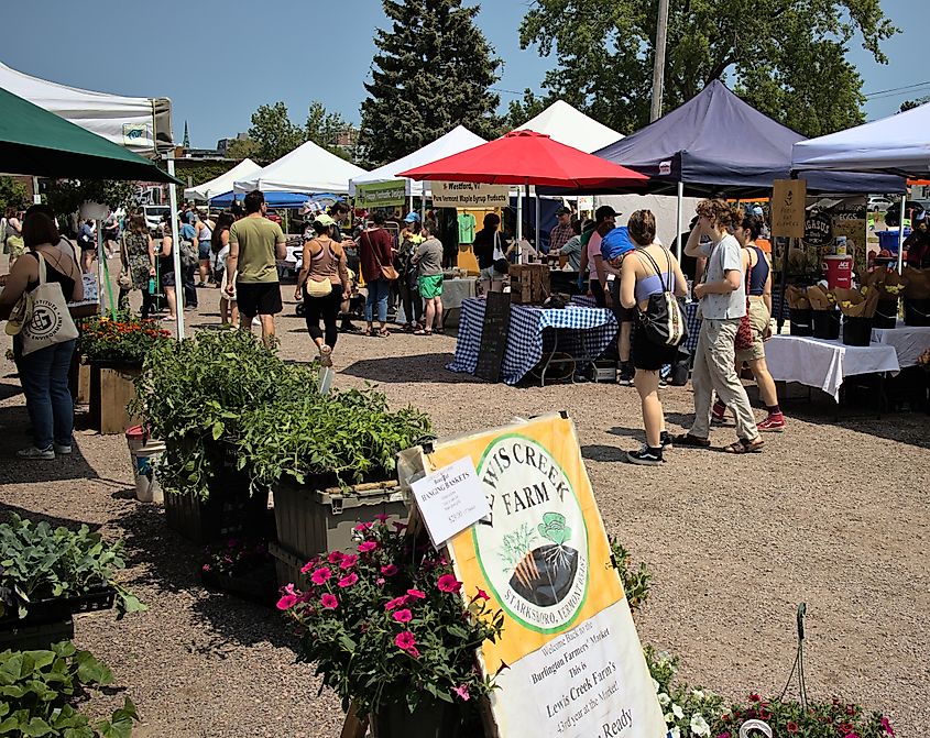 View of the Farmers Market in Burlington, Vermont.