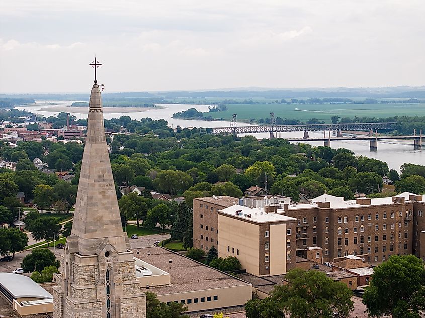 A cathedral near the Missouri river in Yankton, South Dakota