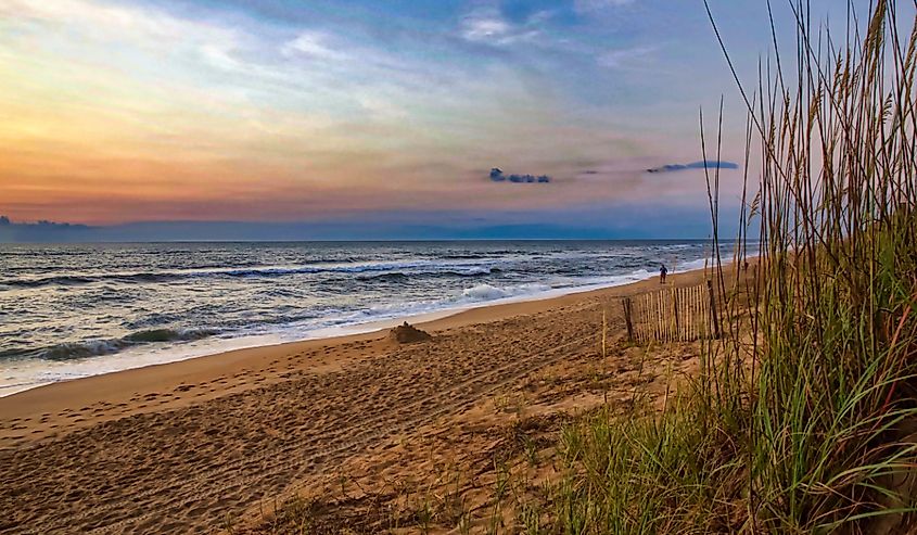 Colorful sunrise on a North Carolina beach in Duck, NC.