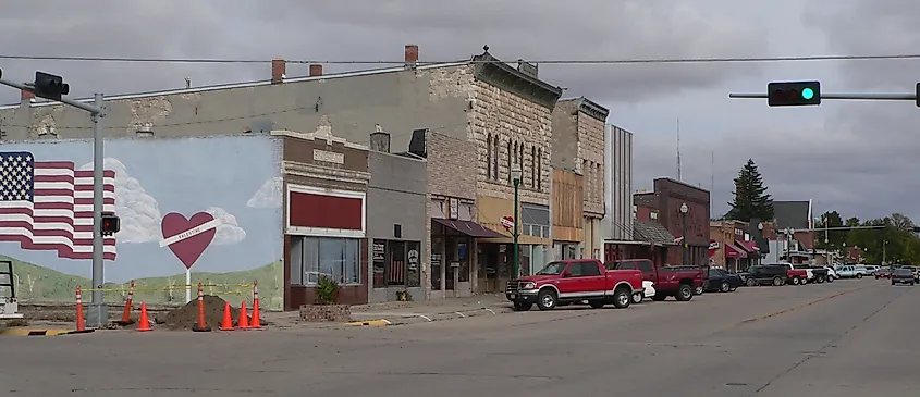 Downtown Valentine, Nebraska: west side of Main Street, looking northwest from about 2nd Street.