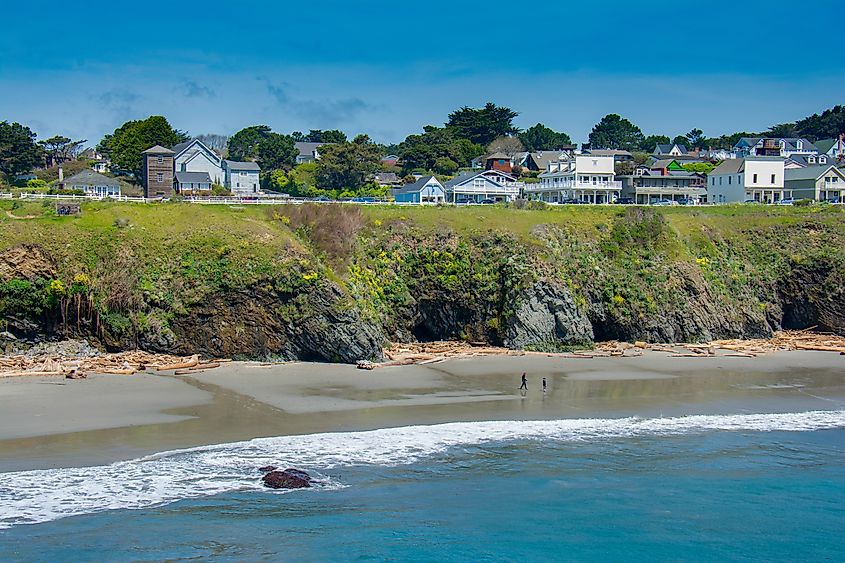 Coastal view along the town of Mendocino in California.