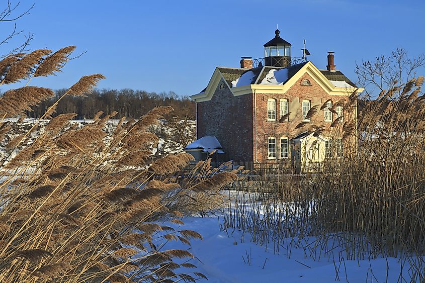 augerties Lighthouse on the frozen Hudson River