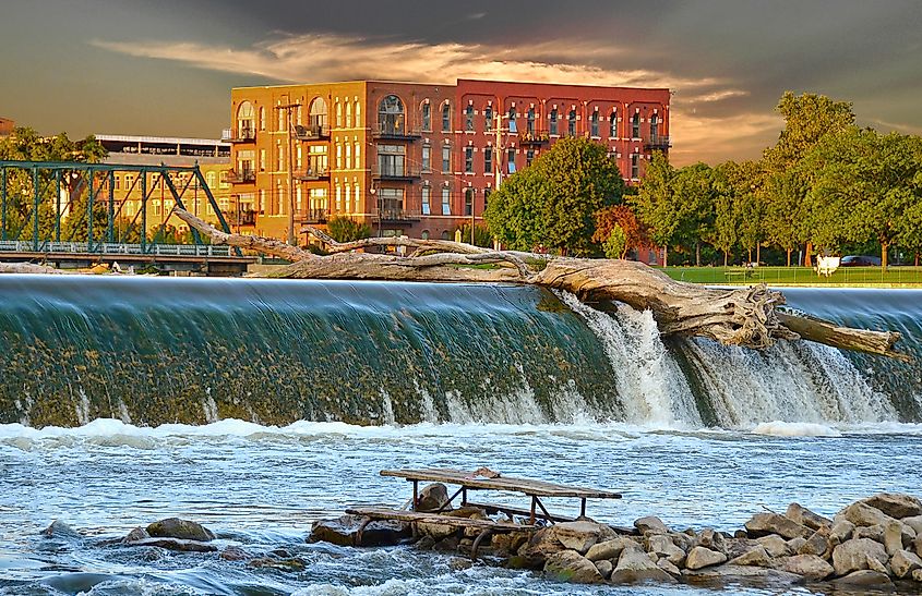 A dam on the Grand River in Grand Rapids, Michigan