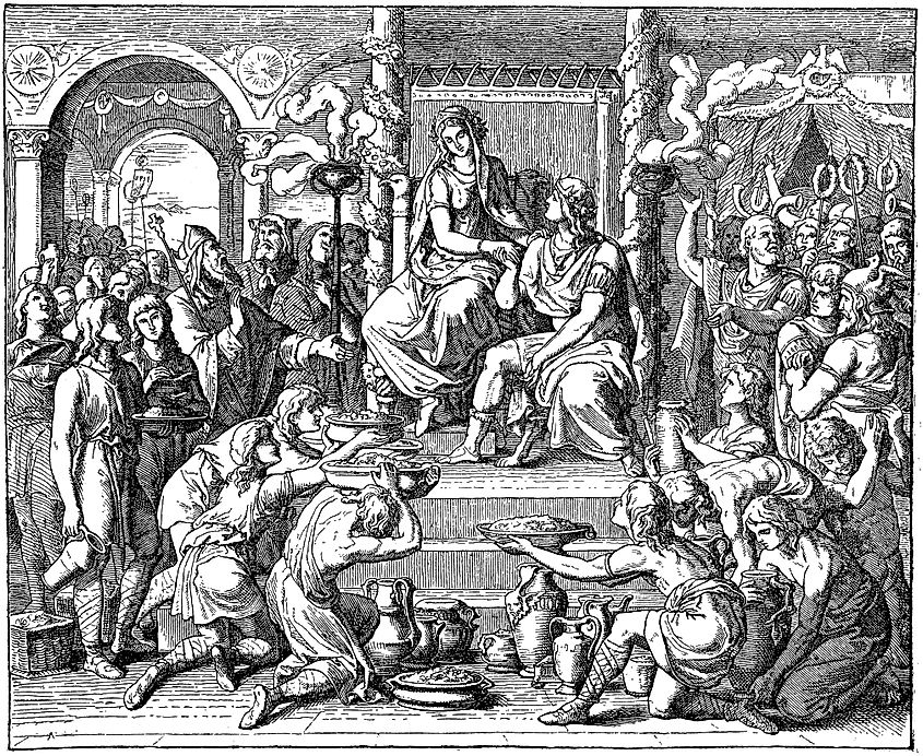 Illustration of a Ataulf, King of the Visigoths, marries Placida, half-sister of Emperor Honorius. Date: circa 415