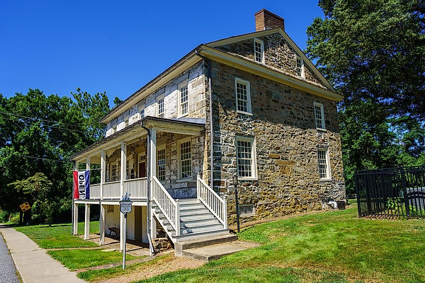 The Rodgers’ Tavern, where George Washington often stopped, in Perryville, MD. Editorial credit: George Sheldon / Shutterstock.com