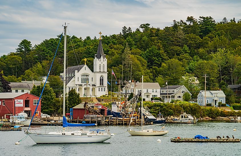 The scenic waterfront of Boothbay Harbor, Maine