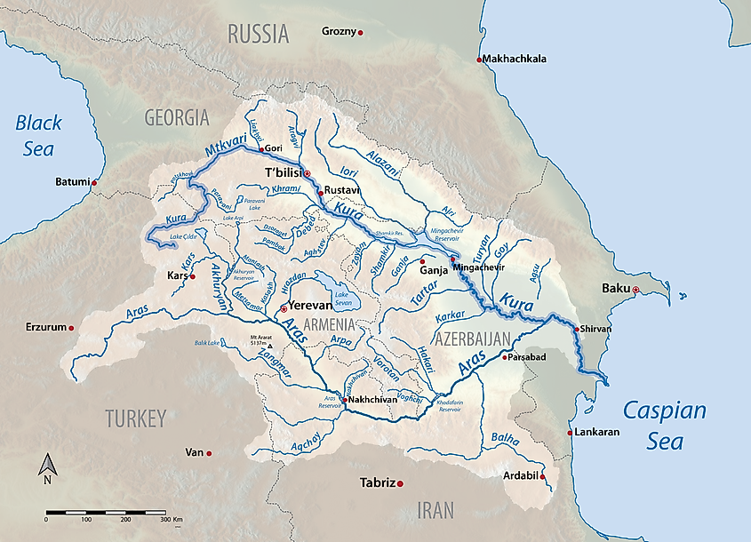 The course of the Alazani River